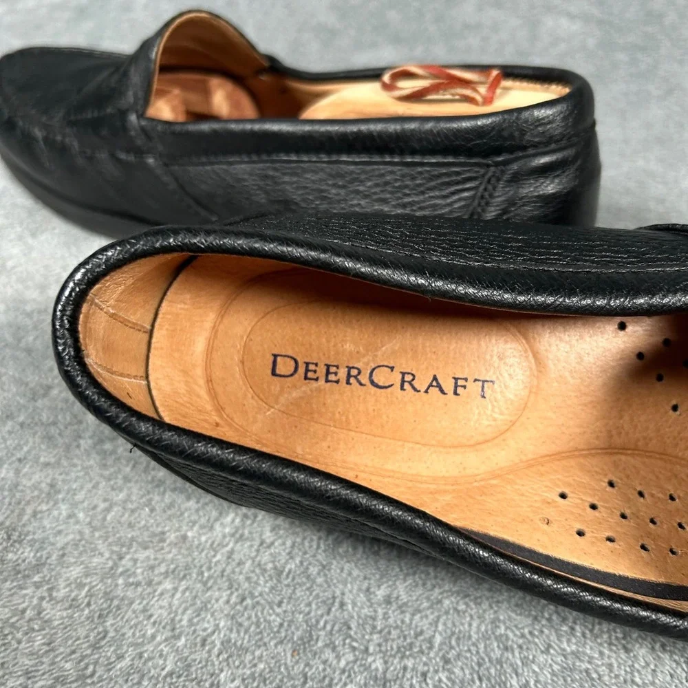 DeerCraft Black Pebbled Leather Penny Loafers Moc Toe Slip On Shoes Mens 13